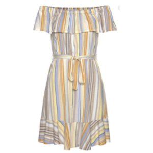 Venus, Striped Carmen Flounce Dress, size 4